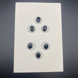 Antique Oval Black Jet Glass Buttons Set 6 Carded Victorian Faceted Self Shank